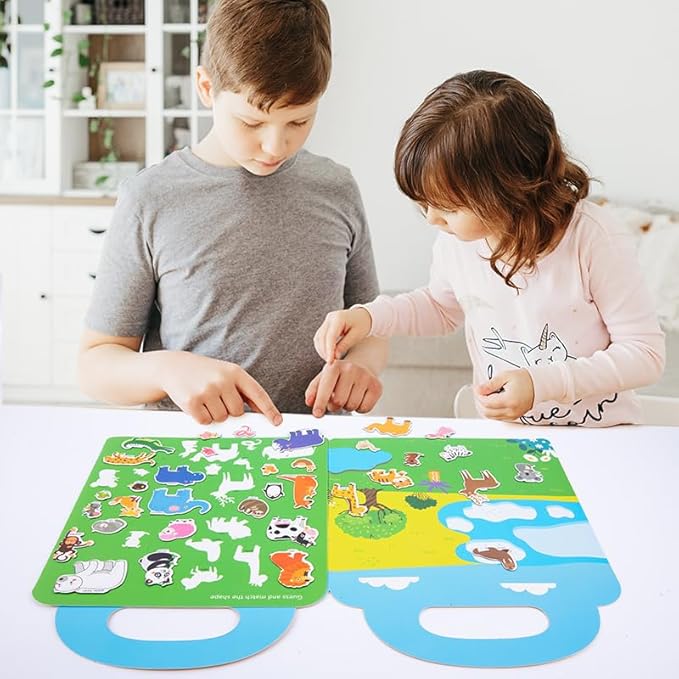 Magnetic Playset Portable Playboard, Cute Farmhouse Animal Reusable Magnets Sticker Books for Toddlers 3-5 Years, 34 PCS Refrigerator Magnets for Kids Girls Boys Perfect Preschool Learning Travel Toy