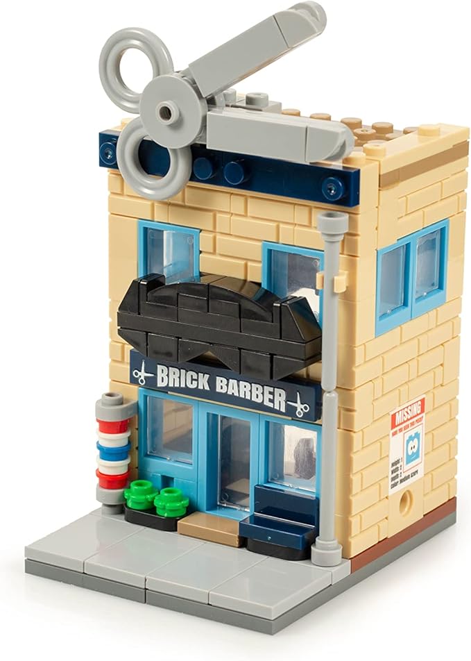 Brick Loot Mini City Barber Shop Building Set – 196-Piece Custom Brick Model Kit, Compatible with Major Brands – Toy Construction Set for Kids and Adults