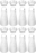 8 Set Kids Apron and Chef Hat Set Kids Apron with 2 Pockets Adjustable for Boys Girl's Cooking Baking Painting