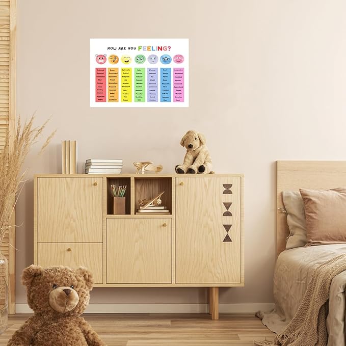 uoyien Feelings Chart For kids Mental Health Posters Help Students Understand Emotions Poster Calm Corner Special Education Classroom Decorations Preschool Classroom Supplies Unframed 12x16in