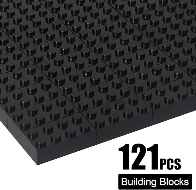Building Bricks 121 Pieces 2x4 Black Color Building Block,Compatible with Lego Classic,Creative Building Block Toys for Kids