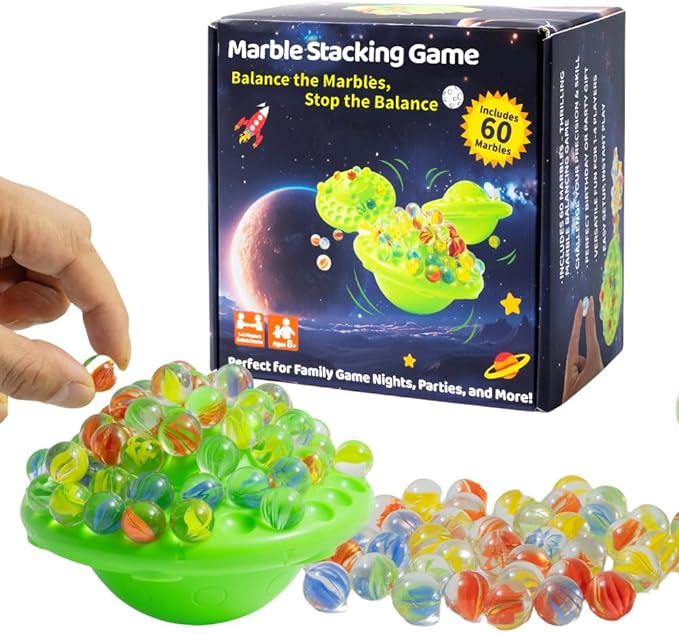 Marble Balance Game, Marbles with Fun Balanced Board, Family Challenge for Teens & Adults, Balance and Planning Marbles Game, Perfec Gift for Birthday, Parties & Holidays