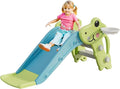 Toddler Slide, Green Playful Style, Kids Slide Playset with Ball & Hoop, Non-Slip Steps, Indoor Outdoor, 1-3 Years