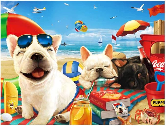 500 Pieces Jigsaw Puzzle for Adults and Kids Big Size Gift Idea Happy Dog (Sunbath 1)