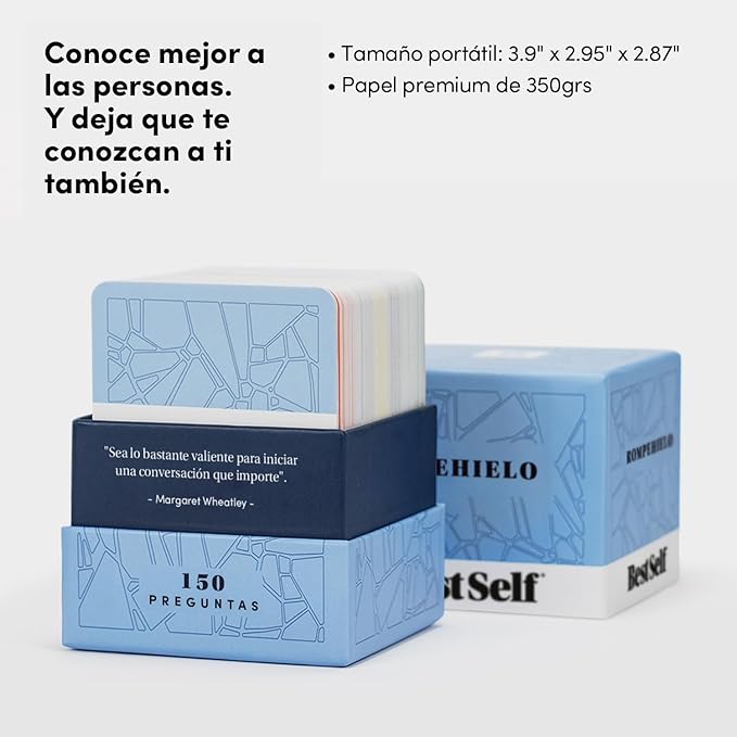 BestSelf Rompehielo (Icebreaker Spanish) – 150 Prompt Conversation Cards - Ice Breaker Game for Creating Real Conversations, Building Connections - Perfect Playing Cards for Friends, Family, Dates