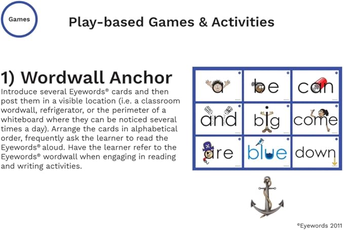 Sight Word & Phonics Flash Cards, Set 1 (High-Frequency Words 1-50) - Kinesthetic Learning, Picture-Embedded - Pre-K to Grade 2 - Homeschool & Classroom use - Model EW-22