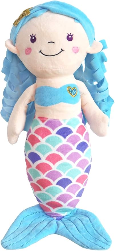 Mermaid Doll for Girls, Mermaid Princess Plush, Soft and Snuggly Plush Animal, Lovely Bright Colors, Perfect for Nap Time, Sleep, Travel, Play Time, Birthday Present, 16 Inches (Blue Color)