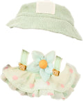 Clothes for 17cm Doll (Clothes Only) – 3-Piece Outfit Set with Hat, Green Dress and Flower Accessory for an Adorable Dressed-Up Look – 17cm Doll Accessories