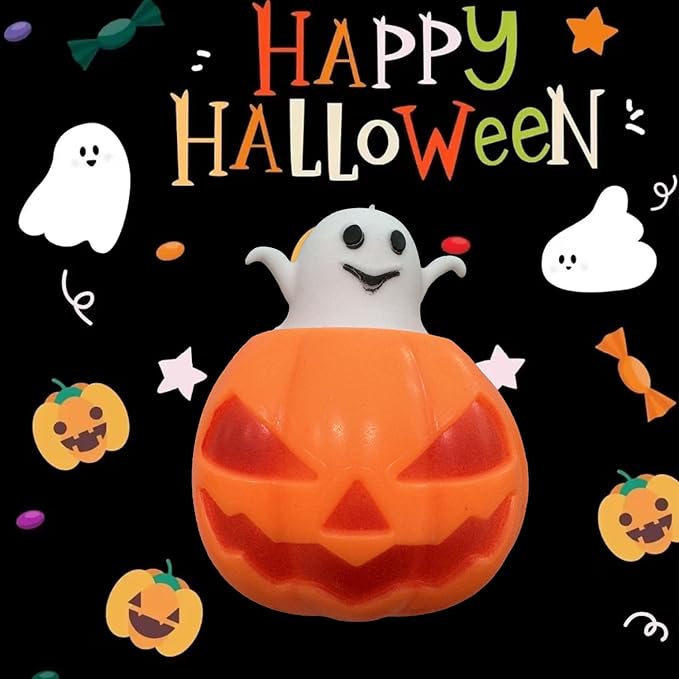 3 PCS Spooky Pumpkin Squeeze Toys - Halloween Fidget Toy for Stress Relief - Cute and Portable Squeeze Toy for Kids and Adults