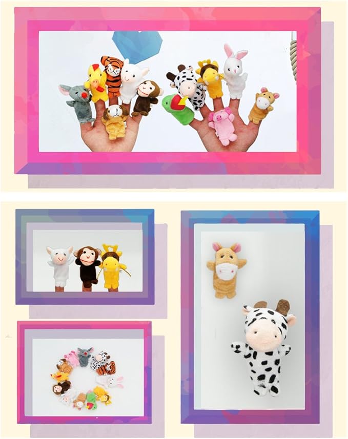 22 pcs Plush Animals Finger Puppet Toys - Mini Plush Figures Toy Assortment for Kids, Soft Hands Finger Puppets Game for Autistic Children, Great Family Parents Talking Story Set