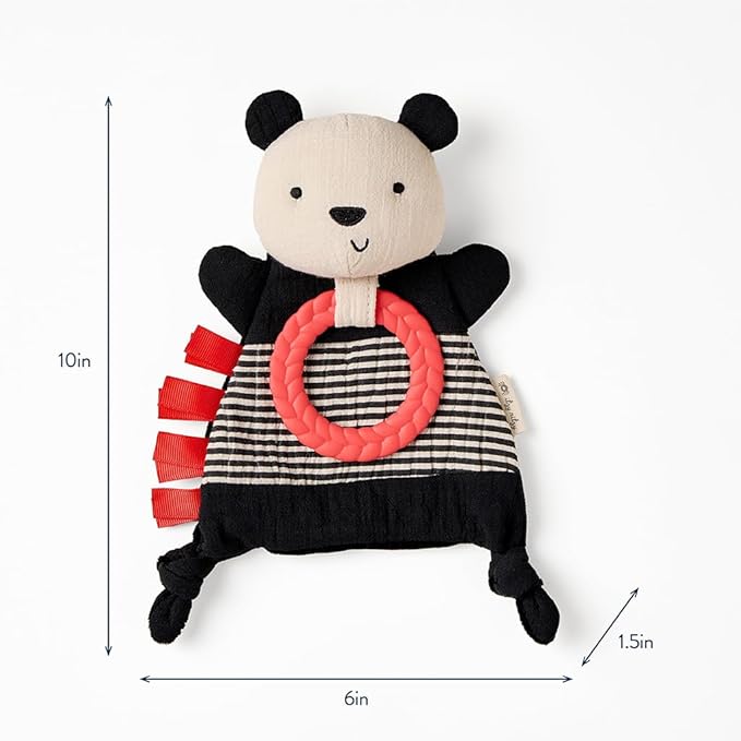 Itzy Ritzy - Bitzy Crinkle Sensory Toy Panda with Crinkle Sound for Babies & Toddlers - Features Soft Braided Teething Ring & Textured Ribbons, Designed for Ages 0 Months and Up, Panda