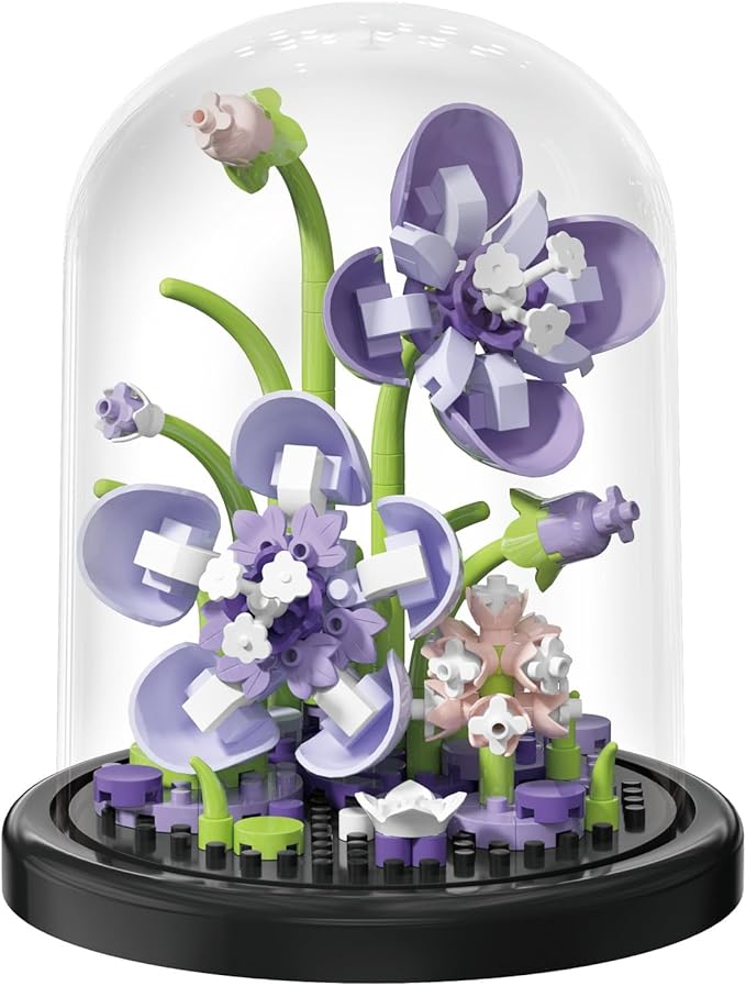 Romantic Fantasy Home Bouquets Dust Cover Set Building Toy Creative Assembly Bonsai Tree, Ideal for Valentine's Anniversaries Birthday