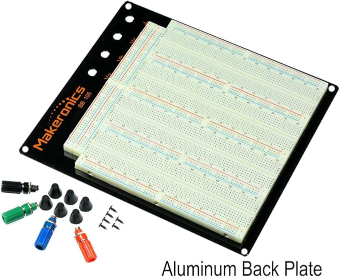 Makeronics Solderless 3220 Tie-Points Experiment Plug-in Breadboard Super Kit with Aluminum Back Plate and 140 U-Shape Jumper Wires + 65 Jumper Wires for Prototyping Circuit/Arduino