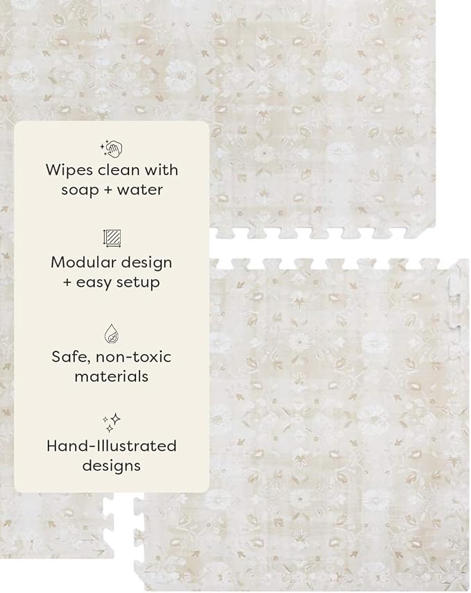 House of Noa Baby Play Mat – 4x6 Chateau Gemma – Set of 6 Tiles – Cushioned EVA Foam Play Mat for Floor, Soft Interlocking Baby Crawling Mats for Hard Floors