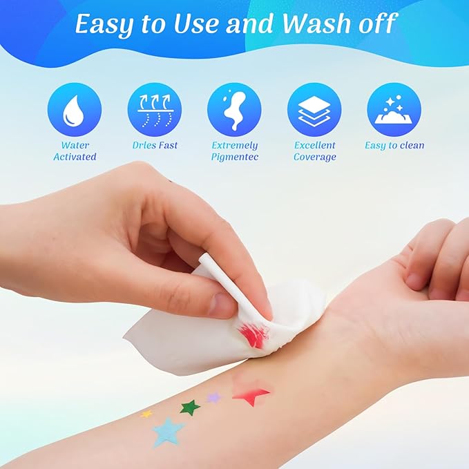 Face Painting Kit for Kids & Adults,18 Color+15 Color Non-toxic Water Activated Face Paint Palette,Halloween Makeup Kit.Ideal for Halloween,Carnival,Cosplay,Party,Arty Stage Makeup.
