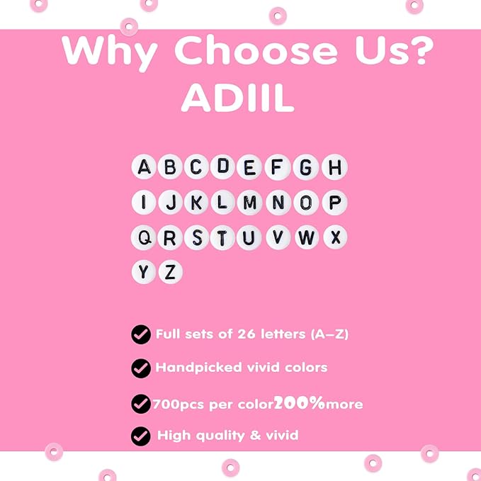 ADIIL 7200pcs Clay Beads Bracelet Making Kit, 6mm Polymer Heishi Beads for Jewelry Making, Friendship Bracelet Kit Birthday Gift for Adults Hot Pink