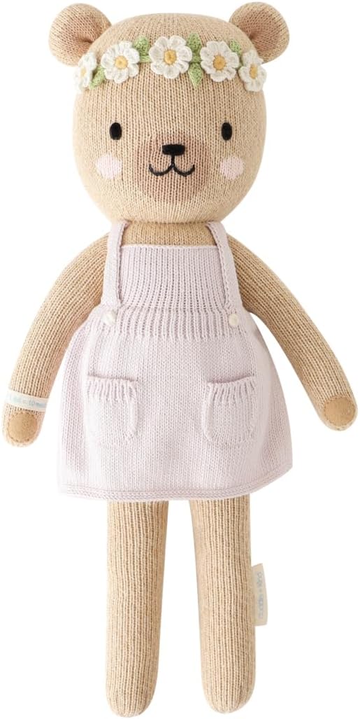 cuddle + kind Olivia The Honey Bear Little 13" Hand-Knit Doll – 1 Doll = 10 Meals, Fair Trade, Heirloom Quality, Handcrafted in Peru, 100% Cotton Yarn