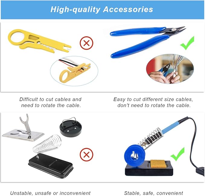 Soldering Iron Kit, Adjustable Temperature 13-in-1 60W Soldering Tool, Solder Kit Electronics with ON/Off Switch, 5 Soldering Tips, Solder Sucker, Stand, Tweezers, Solder Wire, Wire Cutter, Carry Bag