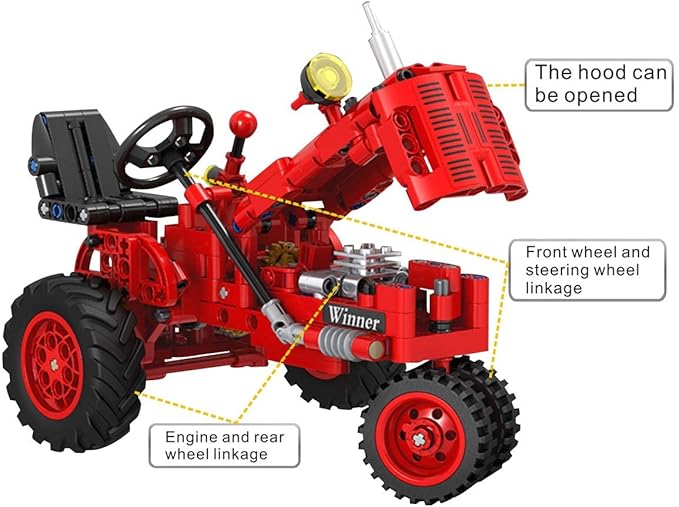 1/12 Classic Farm Tractor Toys Building Blocks Set Endless Fun for Kids with A Collection of Tractor Toys to Building Your Own 302Pcs Classic Red Farm Tractor