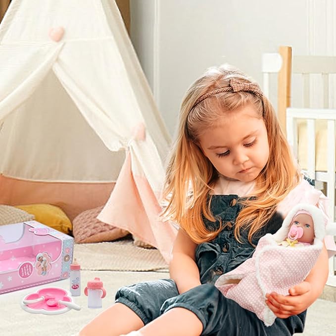 Baby Doll with Accessories Soft Blanket 12 Inch Baby Dolls for Toddlers 1-3-5 Years Old Girl Gifts Playset Toy