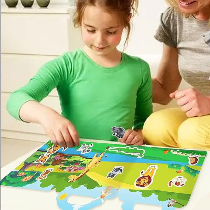 RUSON Reusable Sticker Book for Kids, 4 Sets Educational Learning Toys Travel Stickers Activity Books for Toddler Girls Boys Age 3+ Birthday Gifts - Vehicle, Space, Dinosaur & Animals