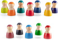 Rainbow Peg Dolls for Toddlers, 12 PCS Wooden Peg People Toys, Wooden People Pretend Play with Rainbow Stacking Toy, Preschool Wood Rainbow Friend Educational Toys