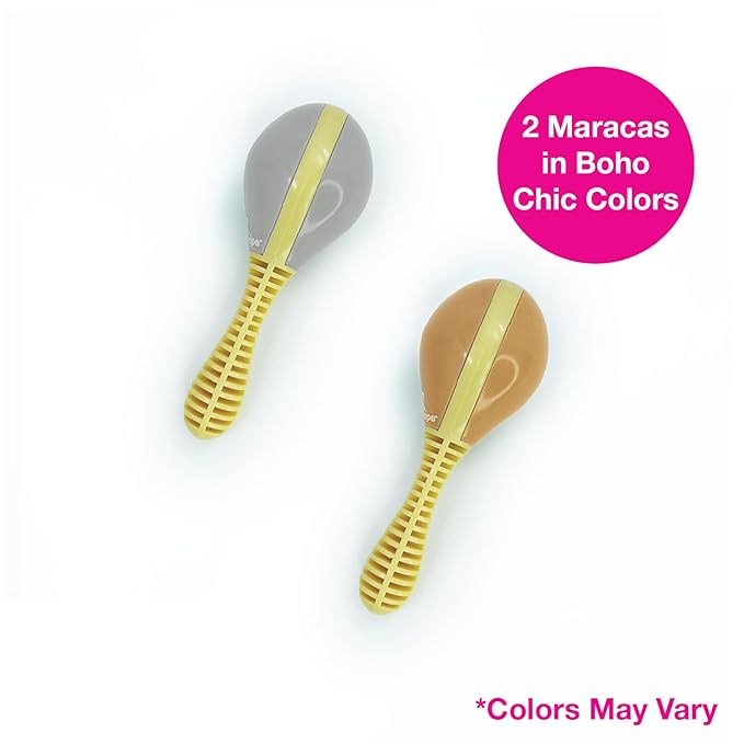 Edushape Maracas for Baby Set of 2 - Boho Chic Colors - Toddler and Kids Maracas - Musical Instrument for Babies Baby Shaker Toy - Soothing Sound for Sensory Development