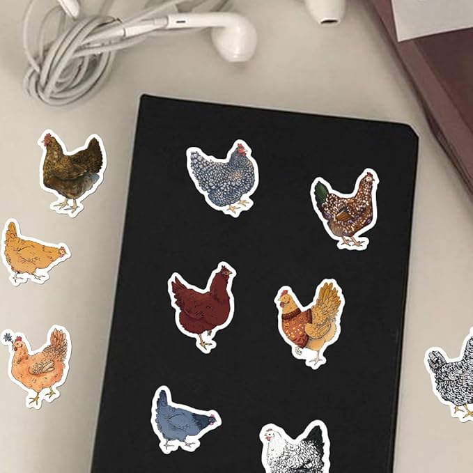 500Pcs Waterproof Chicken Stickers, Cute Vinyl Decals for Water Bottles, Phones, Laptops, Hydro Flasks, Teens Boys Girls School DIY Crafts, Durable Aesthetic Stickers
