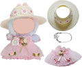 17cm Doll Clothes Set, Premium Jeans & Knitted Sweater Outfit for 17cm 15cm Dolls, Cute Dress Up Fashion, No Doll Included (Flower, 17cm/15cm)