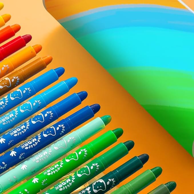 M&G 24 Pcs Tempera Paint Sticks, 24 Colors Solid Tempera Paint Set for Kids, Washable, Quick Drying, Non-Toxic, Works Great on Paper, Wood, Glass