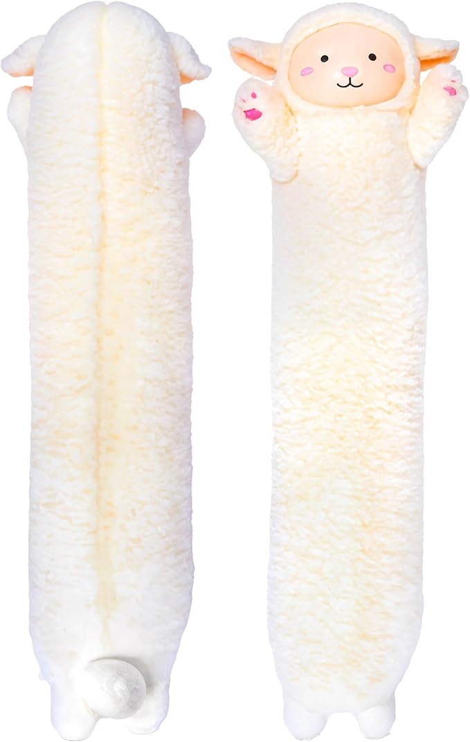 Lamb Plush Body Pillow for Kids | Long Stuffed Animal Cuddle Pillow | Soft Hugging Toy | Plushie Gift for Girls & Boys | Long Plush Body Pillow for Sleep & Comfort | Medium, 35 Inches