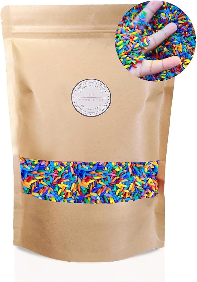 Colored Rice in Vibrant Colors, Sensory Bin Filler, Rainbow Rice for Art & Craft, Creative Learning & Color Perception, Non-Toxic, Safe for Kids & Pets, Made in The USA (2lbs) (Mix-3)