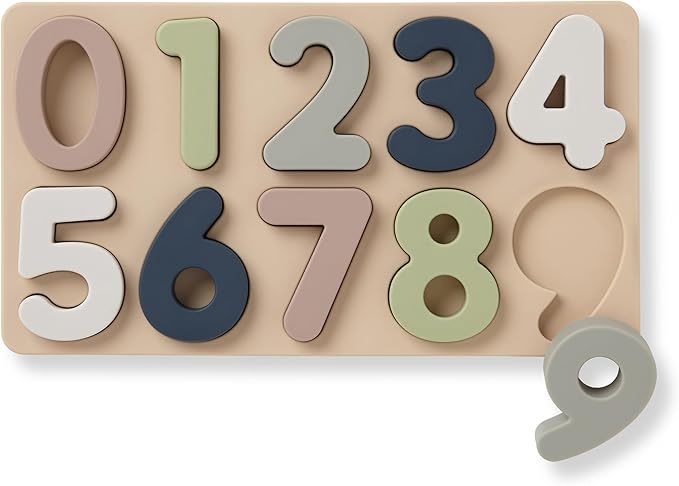 Ali+Oli Baby Soft Silicone Number Puzzle Toys for Toddlers (11 Piece Set) Toddler or Baby Girl & Boy Neutral Baby Toys - Montessori Learning Puzzle Silicone Number Shape Sorter Toy