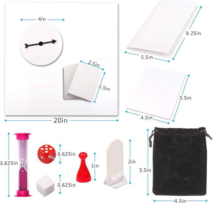 Madanar Blank Create Your Own Board Game Kit DIY 143 Piece Set - Perfect for School Projects: Player Pieces, Spinner, Playing Cards, Dice, Sand Timer, Pawns, Storage Box, and More - Fun for Family