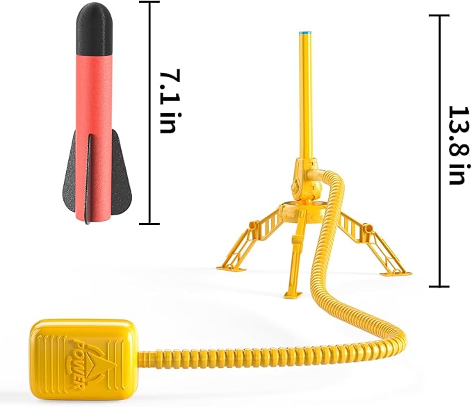 TEMI Rocket Launcher for Kids, 12 Foam Rockets and Launcher Pad, Launch up to 100+ft, Kids Outdoor Toys, Birthday Gift Toys for Kids Boys Girls Age 3 4 5 6 + Years Old