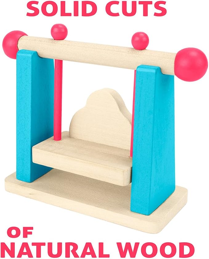 Wooden Dollhouse Furniture|Made of Safe Wood and Bright Water-Based Paint|Compatible with Most Doll Houses|Outdoor Patio