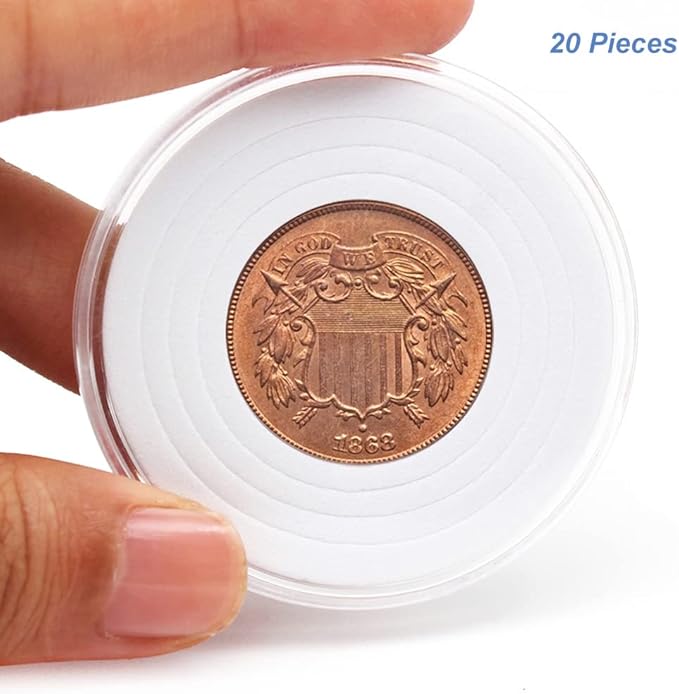 20pcs Clear Plastic Coin Capsules, Coin Collection Case of 5 Size with Adjustable Gasket for Coin Collection American Silver Eagle Liberty Coin &JFK Half Dollar & Bitcoin (18/23/28/33/38mm)-20pcs