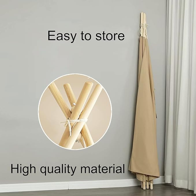 Teepee Tent for Kids-Portable Children Play Tent Indoor Outdoor (Apricot with Mat)