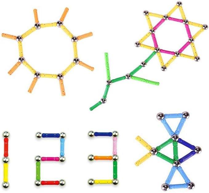 206Pcs Magnetic Building Sticks Blocks, Magnet Educational Toys STEM Toys for Kids and Adult, 3D Construction Building Toy with Storage Bag