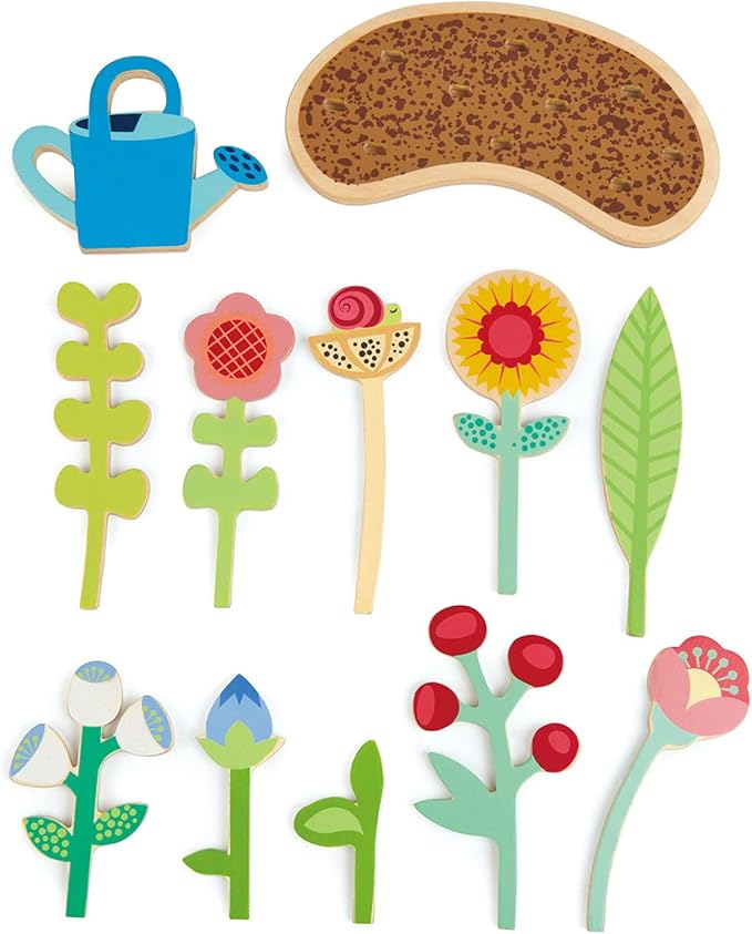 Tender Leaf Toys - Flower Bed - Indoor Garden Pretend Play Wooden Toy with Flowers and Foliage - Educational, Creative and Basic Life Learning Skills Fun for Children 3+