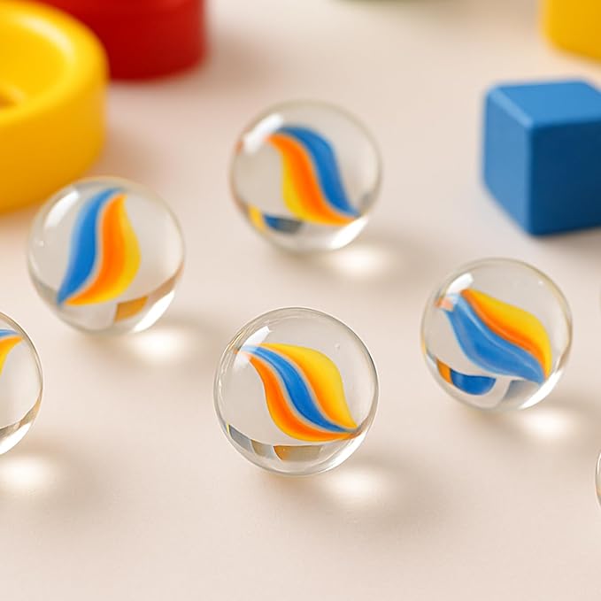 POPLAY 61PCS Marbles Games for Kids, with Gift Box for Marbles Run Games, Classroom Crafts Supplies Kit