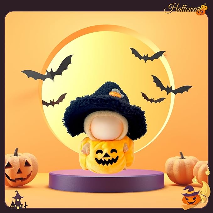 17cm Doll Clothes Set, Halloween Themed Costume, Pumpkin Outfit and Witch Hat for 6.7inch Dolls Suit, Cute Fashion Dress Up Clothes Accessories for 1st/2nd/3rd Gen Doll