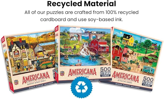 MasterPieces - 500 Piece Jigsaw Puzzle, Large EZ Grip Shapes, Labor Day, Fun for Adults, Seniors, Family, Kids, 19.25" x 26.75"
