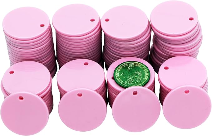 35MM with Holes, 120 Pieces per Box of Plastic Poker Chips - Perfect for Bar Activities, Teaching Games, and Customizable Accessories with Text.