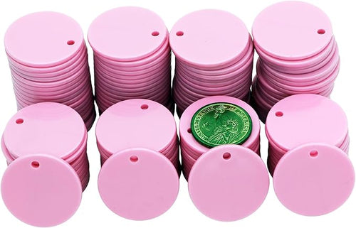 35MM with Holes, 120 Pieces per Box of Plastic Poker Chips - Perfect for Bar Activities, Teaching Games, and Customizable Accessories with Text.