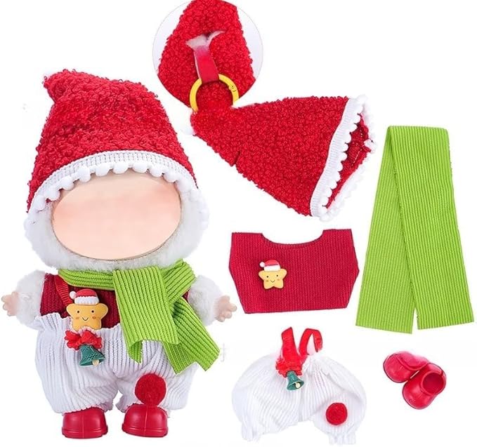 17cm Doll Clothes Outfit Dress Up Suitable for 6.7 inch Hight , Accessories Suit No Doll Only Clothing Christmas Set 1hat+1scarf+1pant+1shoes 17-185