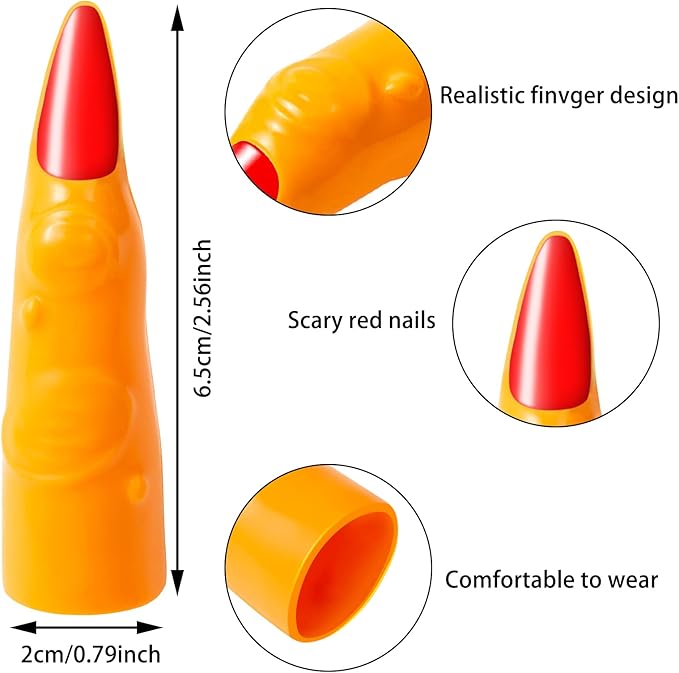 Halloween Witch Fingers 50Pcs Colorful Vampire Martian Fingers Spooky Monster Zombie Fake Finger Nails Prank Props Accessory for Halloween Cosplay Costume Party for Kids Reading Pointers, YEAJOIN