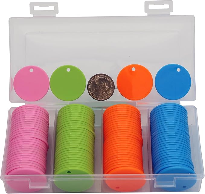 35MM with Holes, 120 Pieces per Box of Plastic Poker Chips - Perfect for Bar Activities, Teaching Games, and Customizable Accessories with Text.