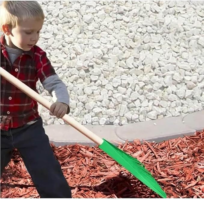 Pack of 3 Kids Rake with Hardwood Handle, Durable Plastic Head to Sweep Leaves in Lawn and Tidying Up The Garden, 34" (Orange)