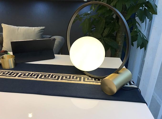 KCO Lighting Mid Century Modern Nightstand Lamp Black Metal Table Globe Desk Round Nightstand Large Glass Table Lamps for Living Room Bedside Office